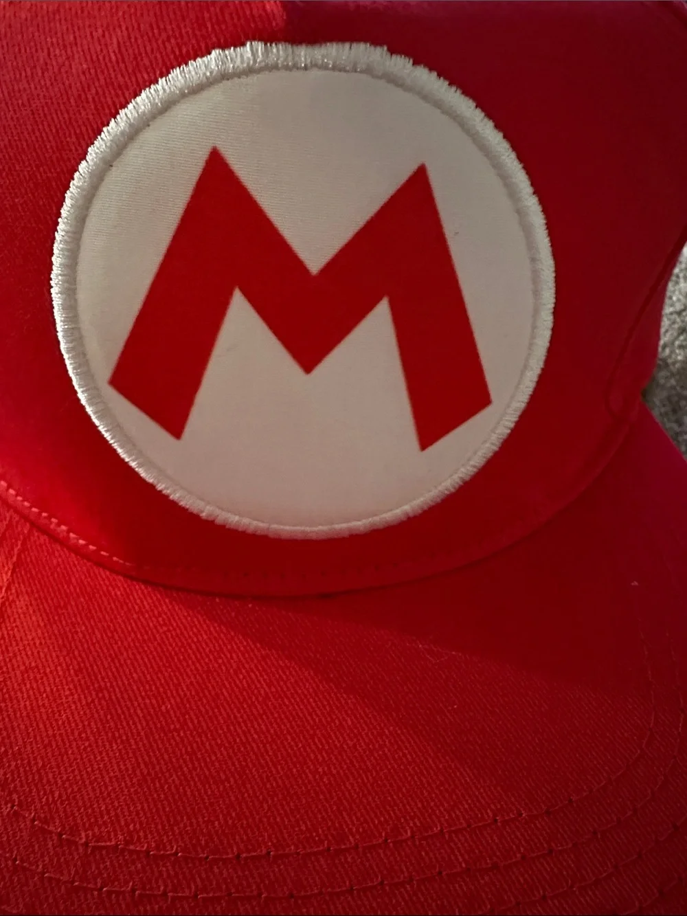 Mario Red Baseball Cap with White & Red 'M' Patch